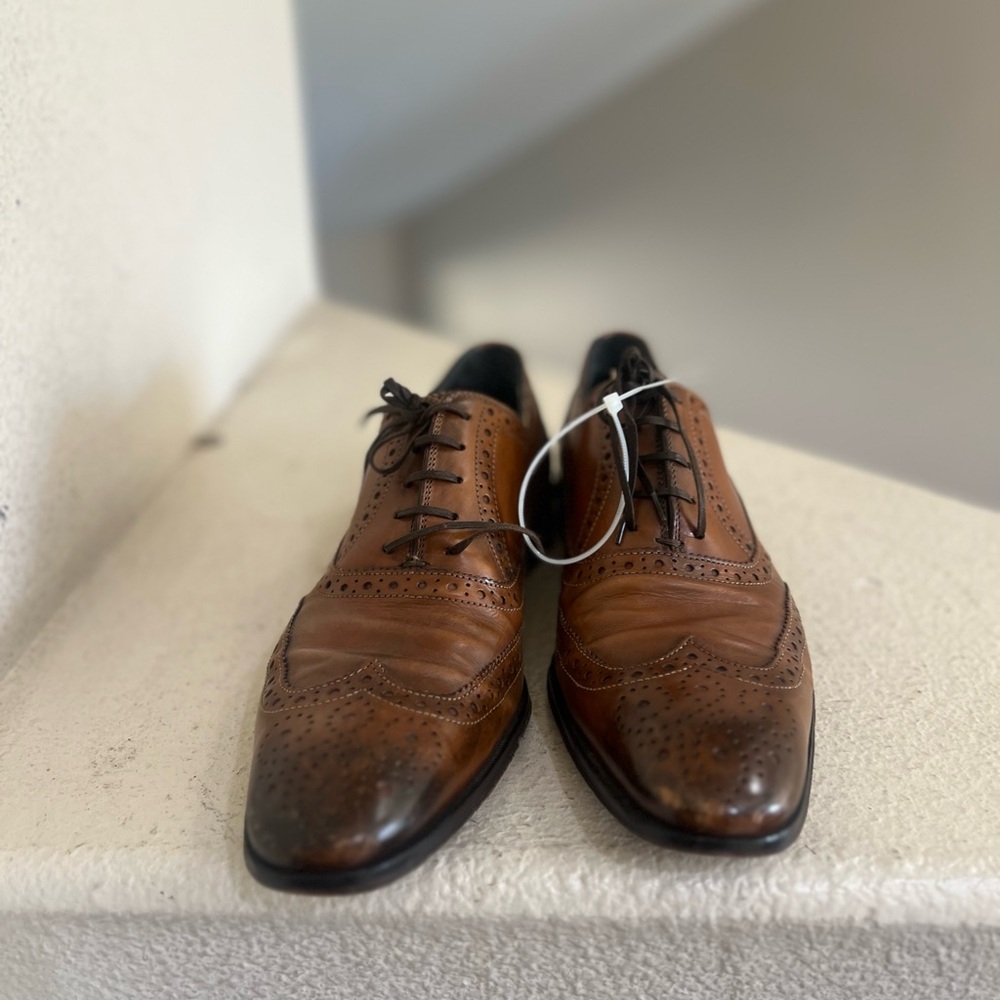 To Boot New York “Windsor Burnished Lace Ups Cognac Shoes Made in Italy Sz 10.5 - Picture 5 of 11